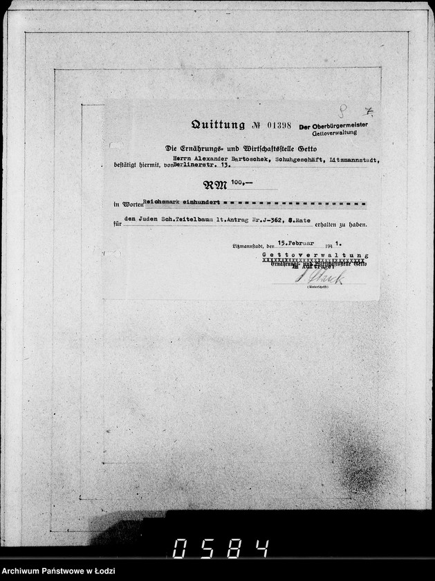 Obraz 13 z jednostki "J.361-375 [Wnioski Żydów z Getta o zwrot należności za pracę lub towar wzięty na kredyt]"