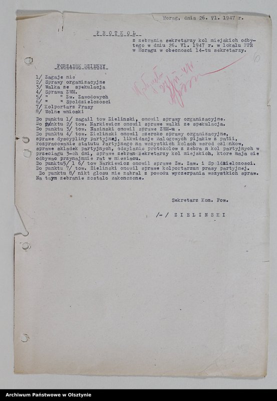 image.from.unit.number "Komitet Miejski Polskiej Parii Robotniczej w Mrągowie: protokoły z posiedzeń, zebrań aktywu miejskiego, sprawozdania. Protokoły z zebrań Kół miejskich PPR miasta Mrągowa: Państwowa Centrala Handlowa, KP PPR Milicji Obywatelskiej, "Odbudowa", Odlewnia Warsztatów Mechanicznych, Państwowa Fabryka Wyrobów Drzewnych, Powiatowy Urząd Bezpieczeństwa Publicznego, Samopomoc Chłopska"