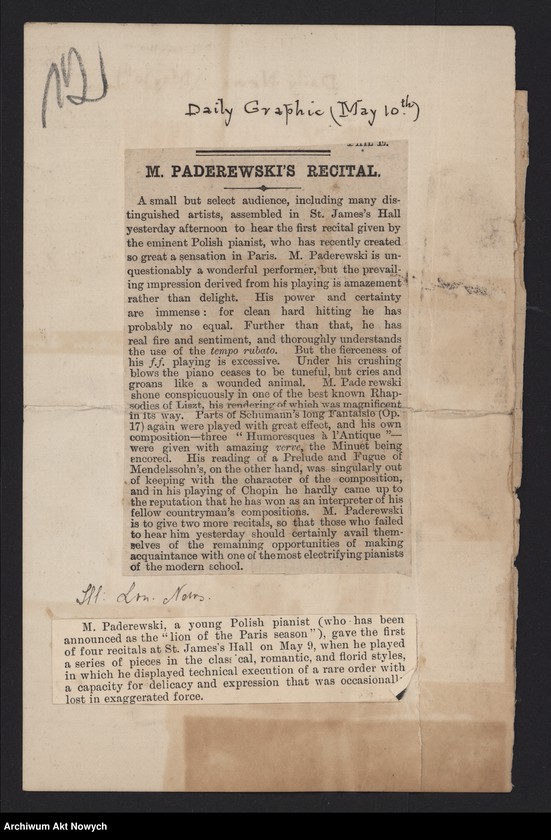 image.from.unit.number "Koncerty Londyńskie. Anglia-Ameryka (Programy i wycinki prasowe dotyczące koncertów w Anglii i wyjazdu do St. Zjednoczonych)"