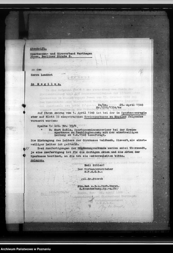 Obraz 11 z jednostki "Kreissparkasse Mogilno, Nieszawa, Szubin, Wongrowitz, Żnin"