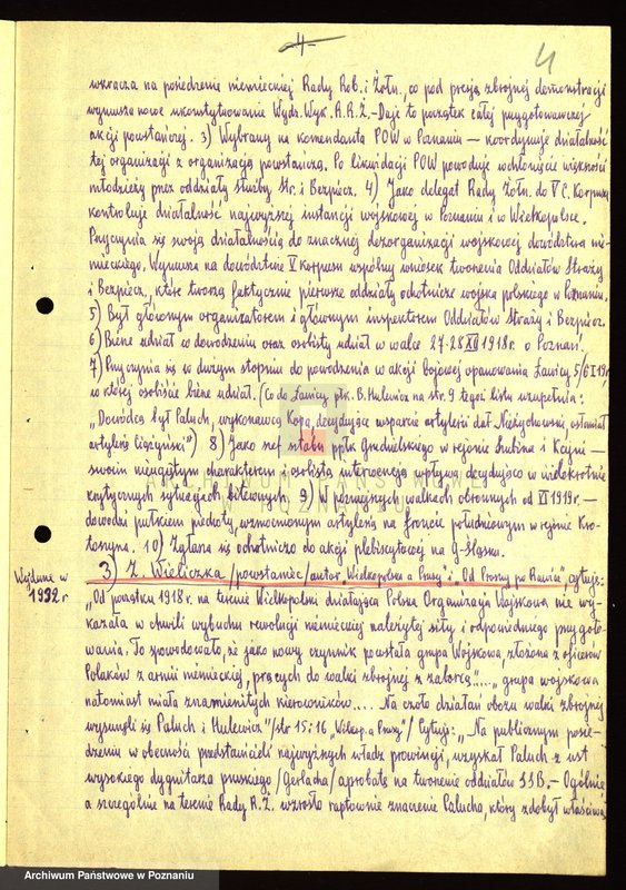 Obraz 12 z jednostki "Opinie powstańców i działaczy polityczno - społecznych oraz autorów historycznych publikacji o Mieczysławie Paluchu zebrane przez Jadwigę Krauze."