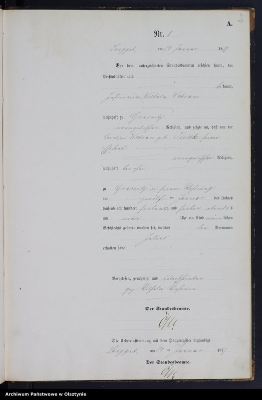 Obraz z jednostki "Geburts-Neben-Register Nr 1 - 46"