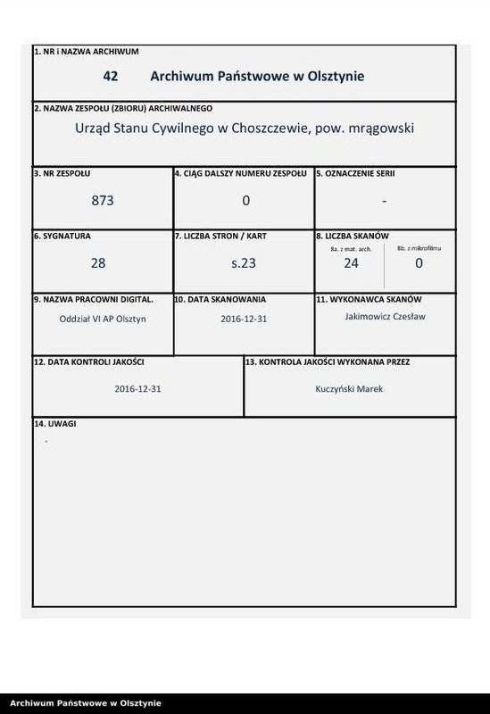 Obraz 1 z jednostki "Heiraths-Haupt-Register Nr 1 - 11"