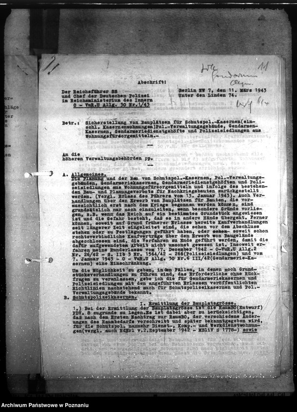 Obraz 15 z jednostki "Allgemeine Unterkunftsfrage der Polizei- und Gendarmerie im Warthegau"