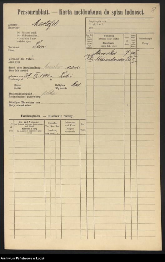 Obraz 10 z jednostki "[Spis ludności Łodzi] Mardofel - Markgraf"