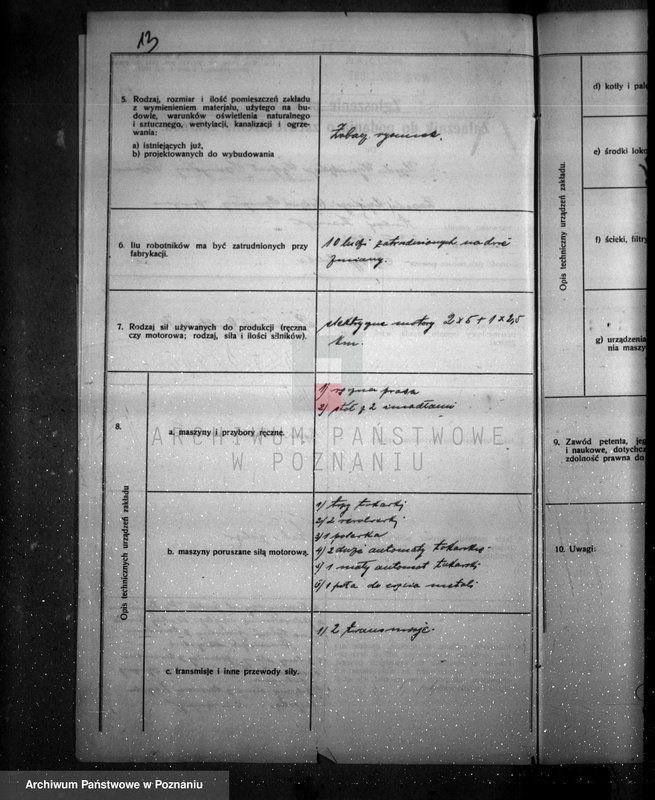 Obraz 17 z jednostki "Zatwierdzenie zakładu przemysłowego / warsztatu mechanicznego części rowerowych/ Firmy Andrzeja Krawczyka w Poznaniu"