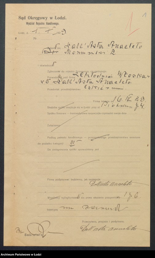 Obraz 3 z jednostki "Dall Asta Anacleto, Giovanni Battisto – cukiernia, chłodnia włoska"