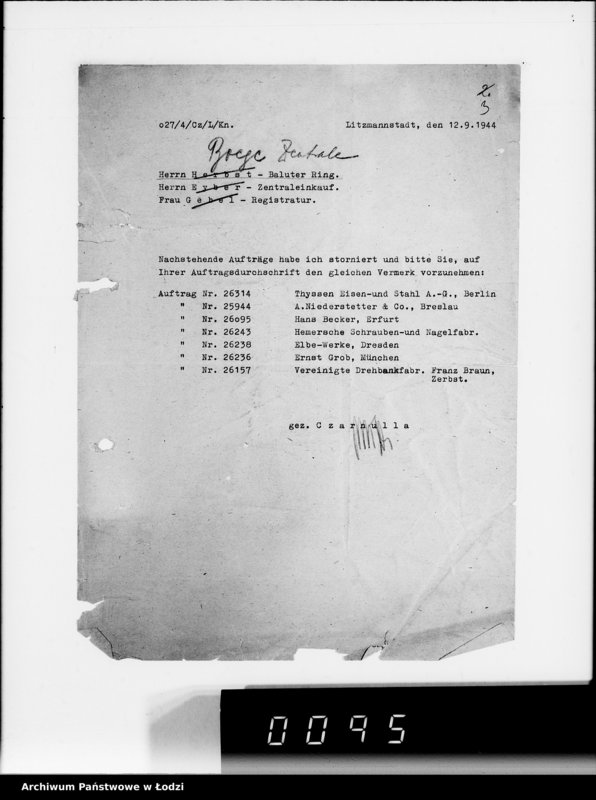 Obraz 7 z jednostki "Aufträge Metall-Abteilung v.26101-26343"