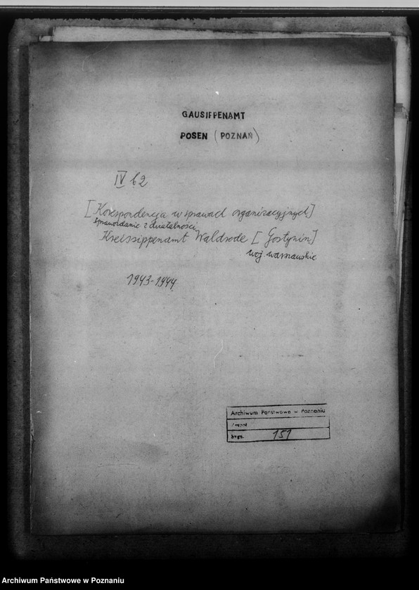 Obraz 4 z jednostki "[Korespondencja w sprawach organizacyjnych, sprawozdanie z działalności], Kreissippenamt Waldrode [Gostynin, województwo warszawskie]"