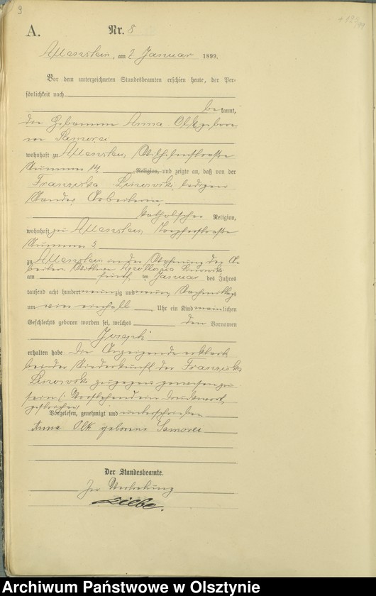 image.from.unit.number "Geburts-Haupt-Register Tom I,Nr 1 - 399"