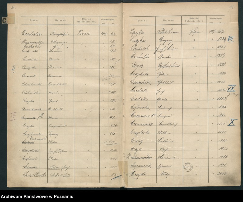 Obraz 10 z jednostki "Spis alfabetyczny urodzeń za 1907"