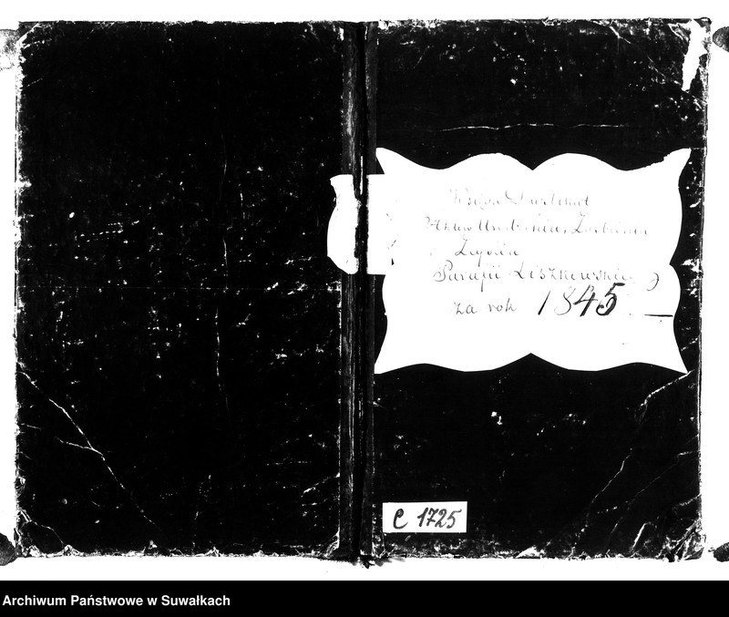 image.from.unit.number "Księga Duplikat Aktów Urodzenia, Zaślubienia i Zeyscia Parafii Liszkowskiey za rok 1845"