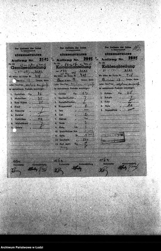 Obraz 19 z jednostki "[Kuchnia nr 408, ul. Brzezińska 53. Kuchnia nr 19, ul. Brzezińska 57a. Kuchnia nr 367, ul. Brzezińska 77. Działalność kuchni, personel, konsumenci, raporty, kontrole]"