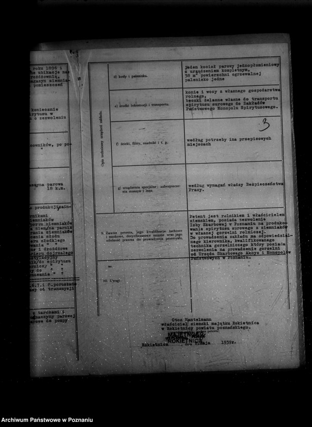 Obraz 7 z jednostki "/Zgłoszenie przemysłu; załącznik do podania o zatwierdzenie gorzelni rolniczej w majątku O. Hantelmanna w Rokietnicy/"