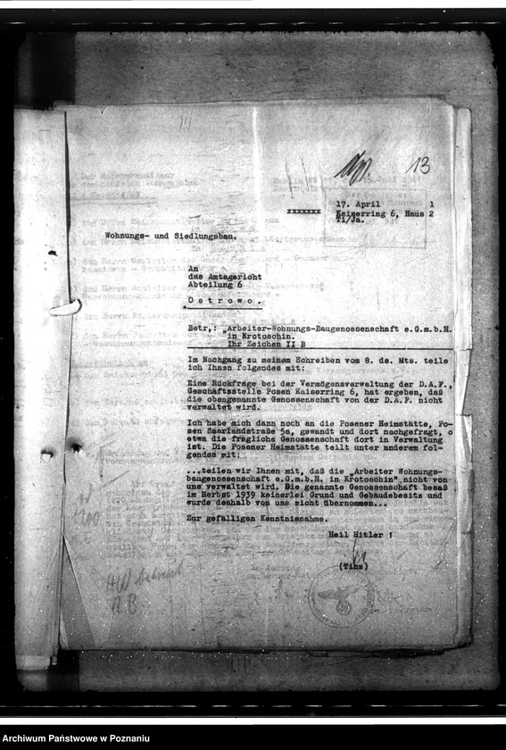 Obraz 17 z jednostki "Verwaltung des Wohnungsbesitzes ehemals polnischer Wohnungsunternehmen. Gründung der Kreiswohnungsgesellschaften"