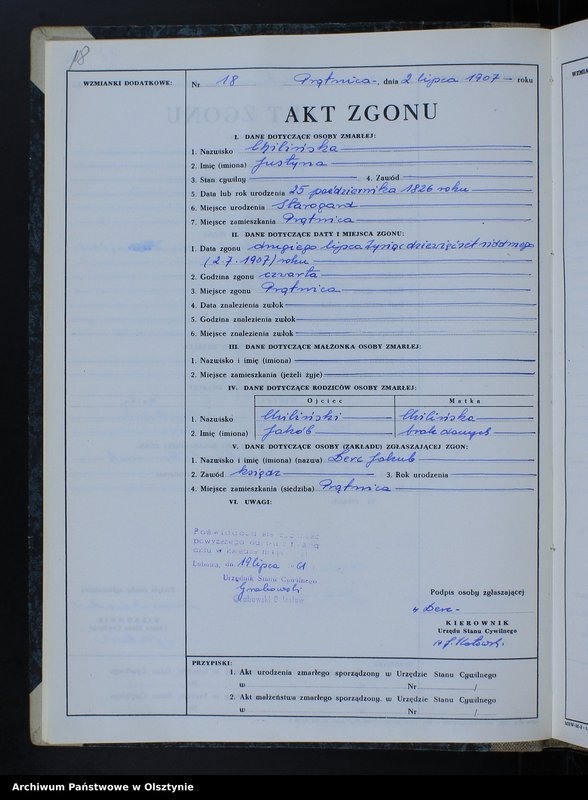 image.from.unit.number "Księga akt zgonu Nr 1 - 26, 1 - 22, 1-24, 1-15, 1-22, 1-17, 1-28; /przepisana w języku polskim z oryginału niemieckiego w dniach 19.07.1961 - 25.07.1961/"