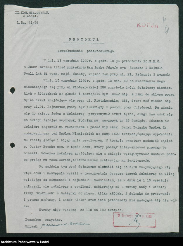 Obraz 8 z jednostki "[Akta XI Komisariatu Milicji Obywatelskiej - protokoły zajść ulicznych, aresztowań i osób zaginionych oraz spisy wolnych mieszkań]"