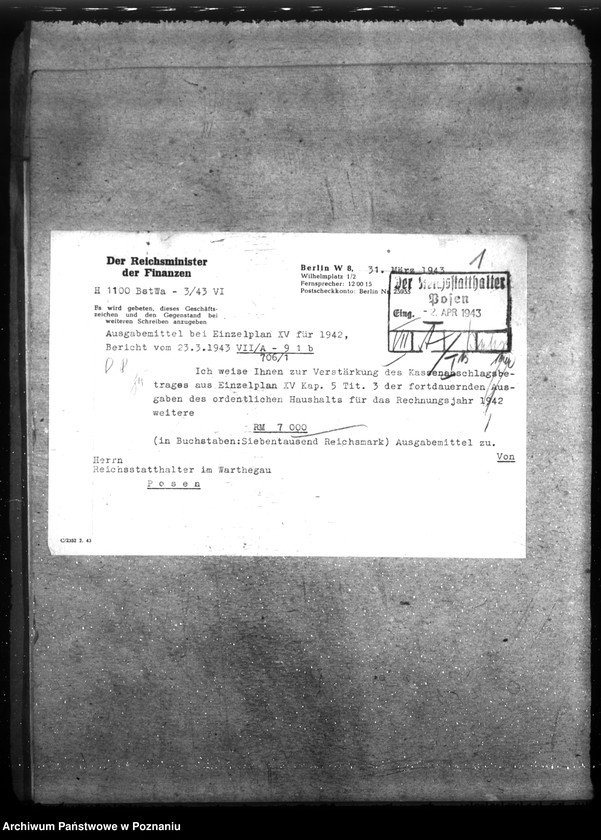 Obraz 5 z jednostki "Haupt - Haushaltsüberwachliste Rechnungsjahr 1942."