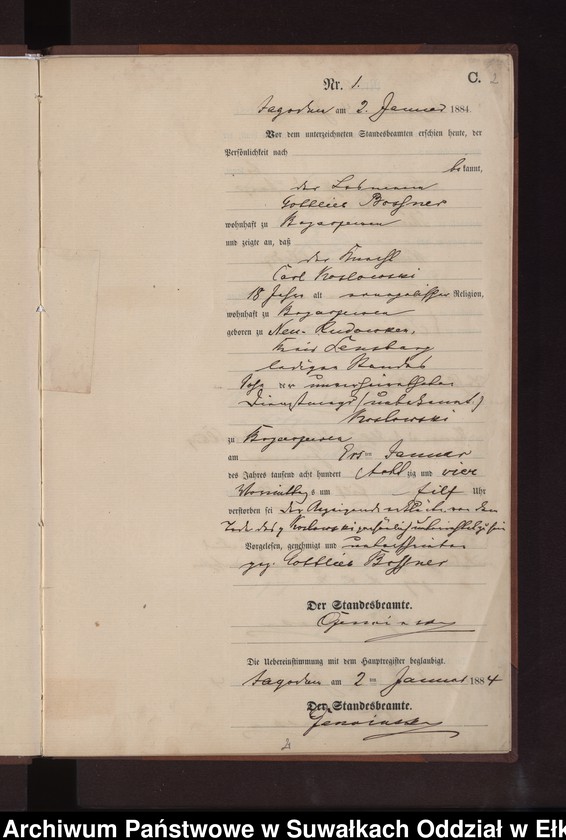image.from.unit.number "Sterbe-Neben-Register des Preussischen Standes-Amtes Rydzewen Kreis Loetzen"