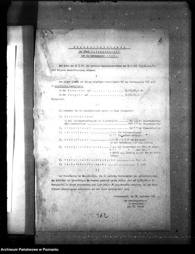 Obraz 5 z jednostki "Haushaltssatzung der Stadt Litzmannstadt (Łódź)"