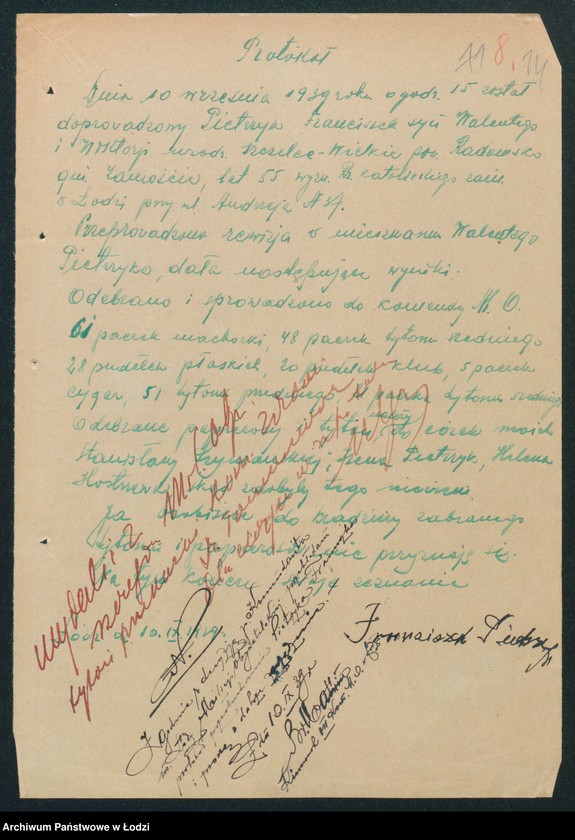 Obraz 16 z jednostki "[Akta VII Komisariatu Milicji Obywatelskiej -protokoły zajść, aresztowań i kradzieży]"