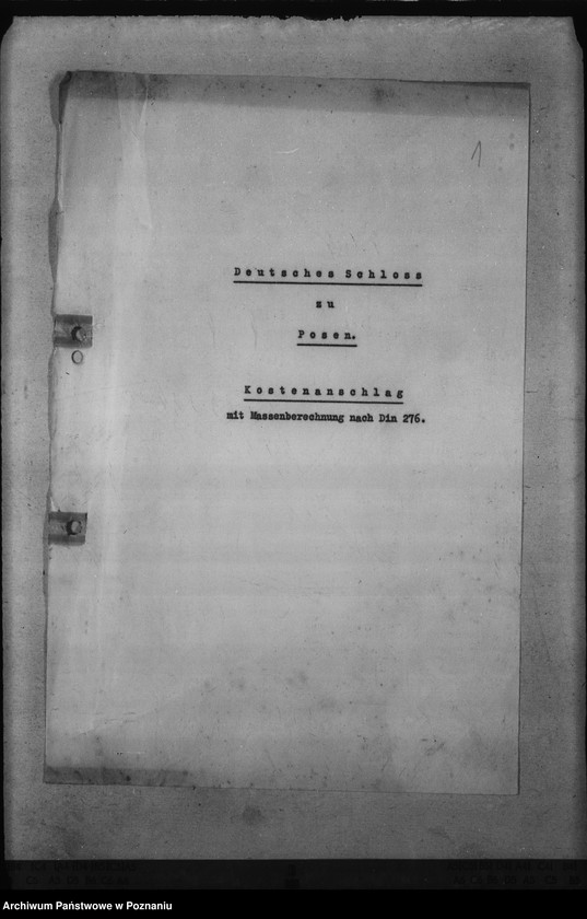 Obraz 5 z jednostki "Schlossumbau in Posen. Kostenanschläge"