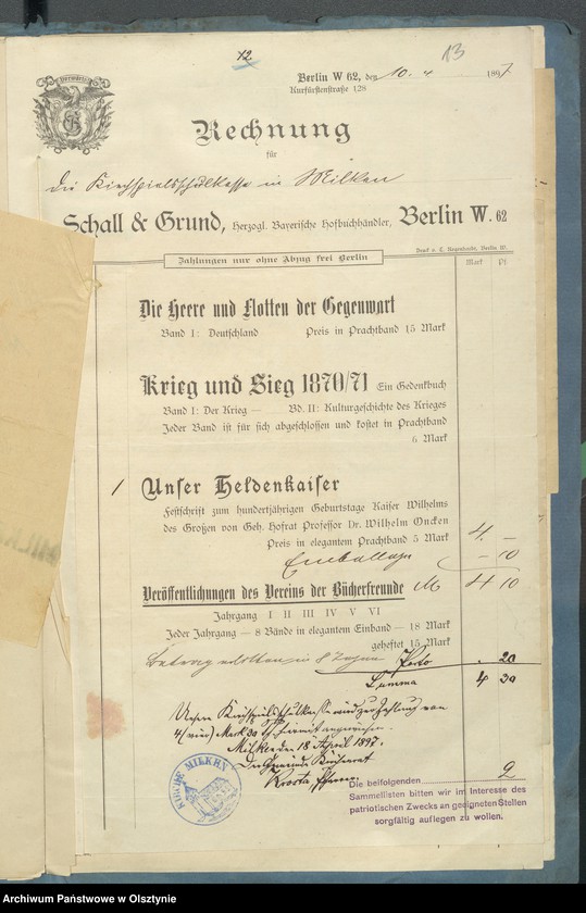 image.from.unit.number "Beläge der Kirchspiels Schulkasse Rechnung"