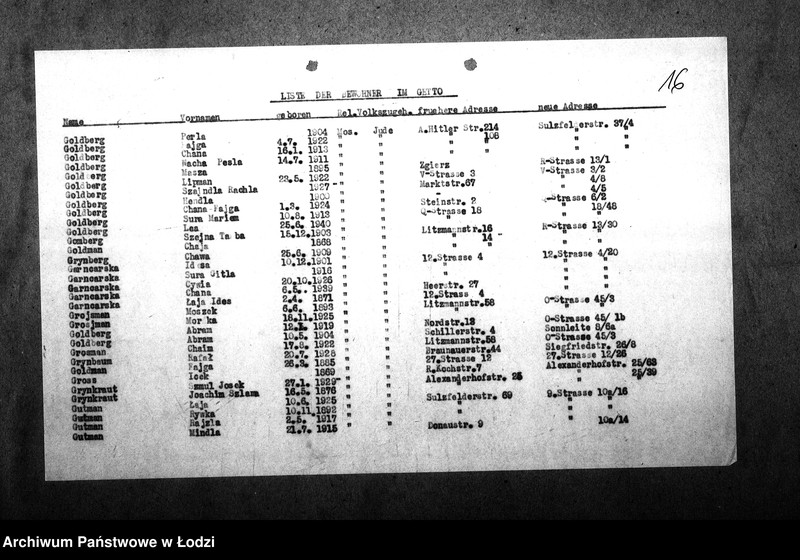 Obraz 19 z jednostki "[Alfabetyczny spis mieszkańców getta. Litery G i H]"