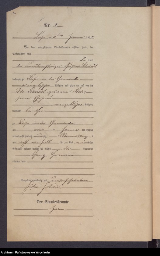 image.from.unit.number "Księga urodzeń Leśnica (Deutsch Lissa) 1890"