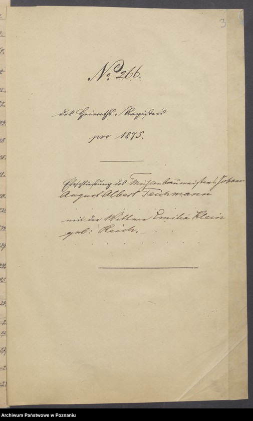 Obraz 5 z jednostki "Die von den Verlobten beigebrachten Urkunden zur Eheschliessung pro 1875"