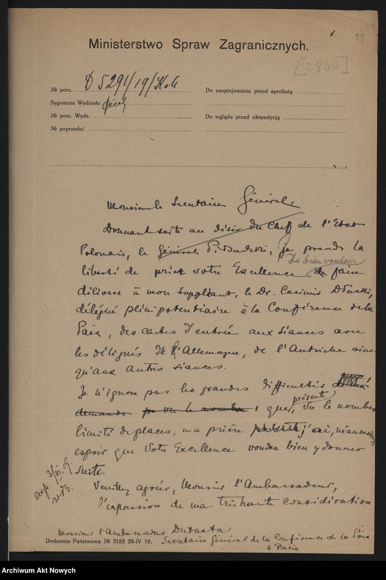 image.from.unit.number "Konferencja Pokojowa. Zawiadomienia o posiedzeniach i porządkach obrad, protokoły z posiedzeń. Korespondencja"