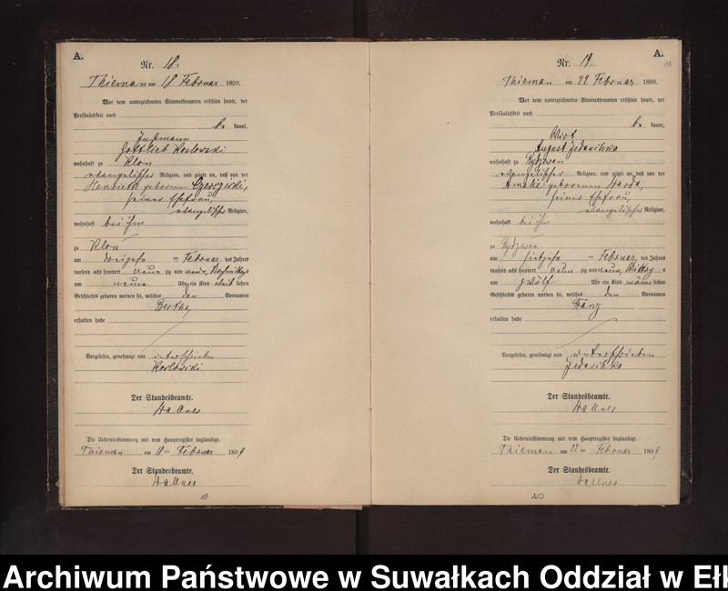 image.from.unit.number "Geburts-Neben-Register des Preussischen Standes-Amtes Rydzewen Kreis Loetzen"