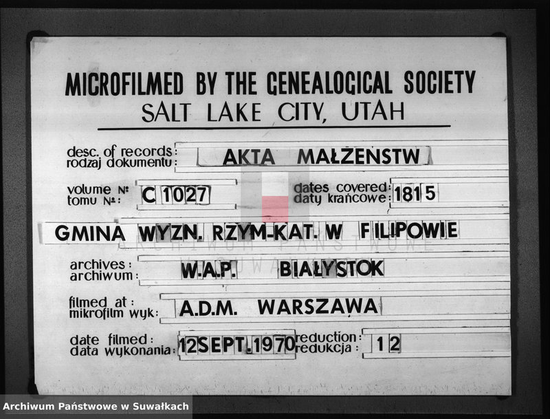 image.from.unit.number "Akta Zaślubionych Gminy Filipowskiey od 1-go Stycznia 1815 Roku"