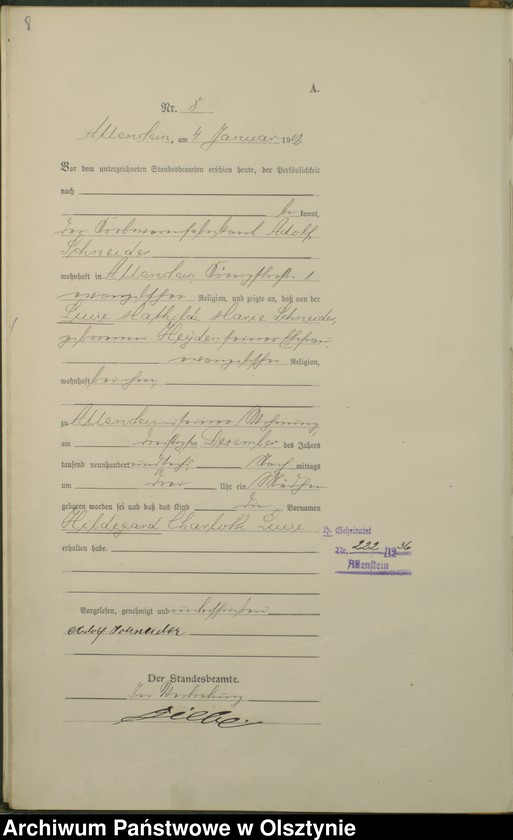 image.from.unit.number "Geburts-Haupt-Register Tom I, Nr 1-399"