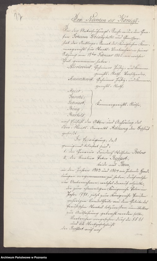 image.from.unit.number "Anklage und Anklagenbeschluss des Kammergerichts gegen den Grafen Johann von Działyński und Genossen /8. und 15.II.1865/"