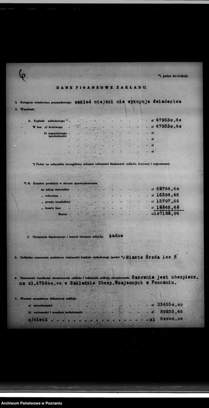 Obraz 10 z jednostki "Kwestionariusz Gazowni Miejskiej w Środzie"
