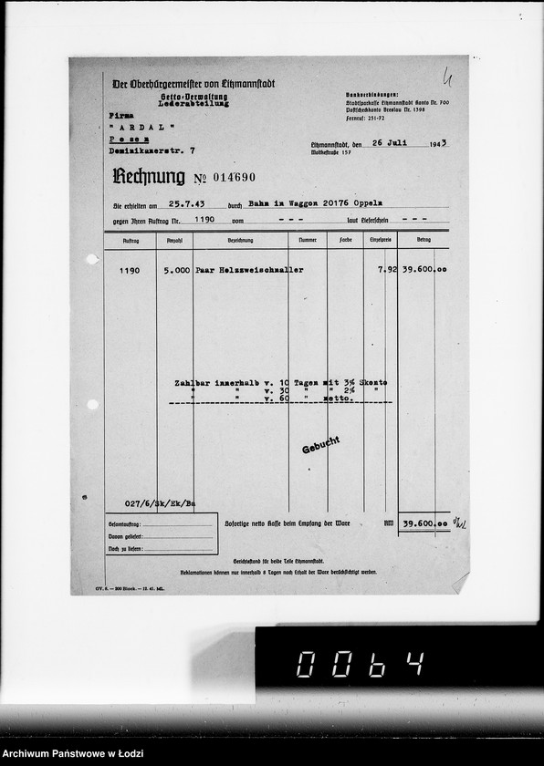 Obraz 8 z jednostki "63 III Produktionsaufgabe Gemeinschaft. Schuhe, Arbeitsauftrag 1190, Auslieferung"