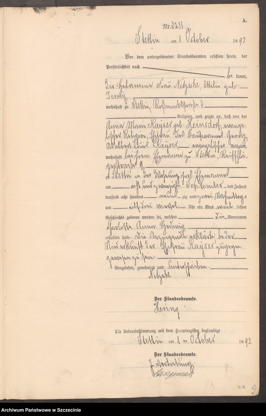 Obraz 10 z jednostki "Geburts-Register (Neben-Register) Band VIII"