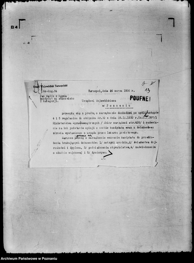 Obraz 18 z jednostki "/Sprawy personalne opinie o referentach wojskowych/"