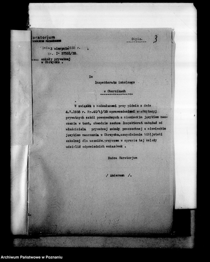 Obraz 6 z jednostki "Prywatna Szkoła Powszechna z niemieckim językiem nauczania w Obrzycku powiat Szamotuły"