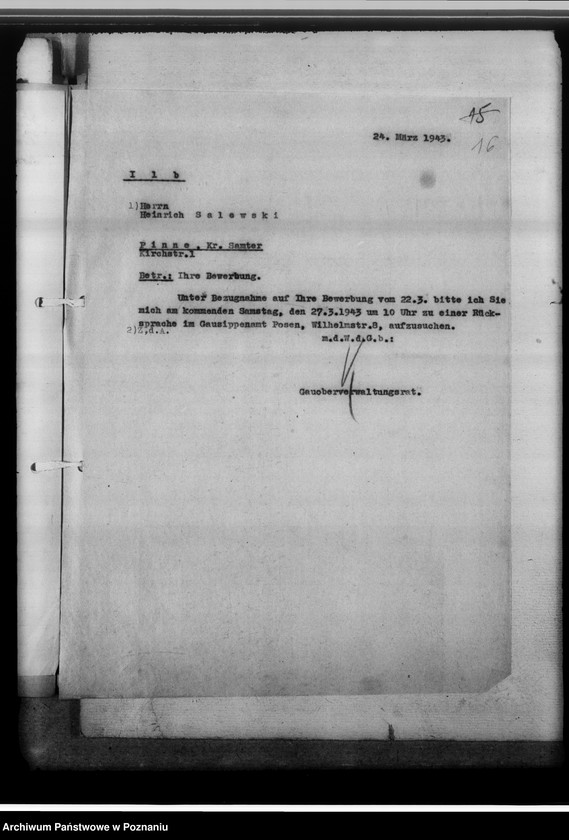 Obraz 20 z jednostki "[Korespondencja w sprawach organizacyjnych], Kreissippenamt Samter [Szamotuły]"