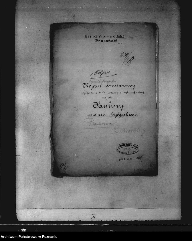 image.from.unit.number "Rejestr pomiarowy wyłączeń z art. 4 ustawy o wykonaniu reformy rolnej majątku Pauliny powiatu bydgoskiego"