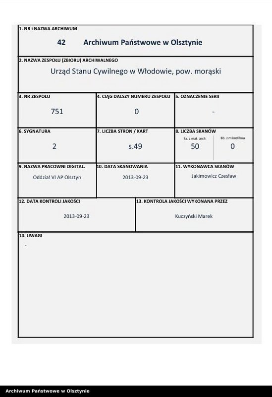 Obraz 1 z jednostki "Geburts-Neben-Register Nr 1 - 48"