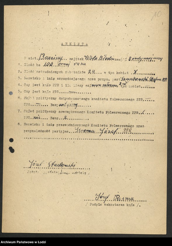 Obraz 11 z jednostki "Ankiety kół partyjnych w majątkach"