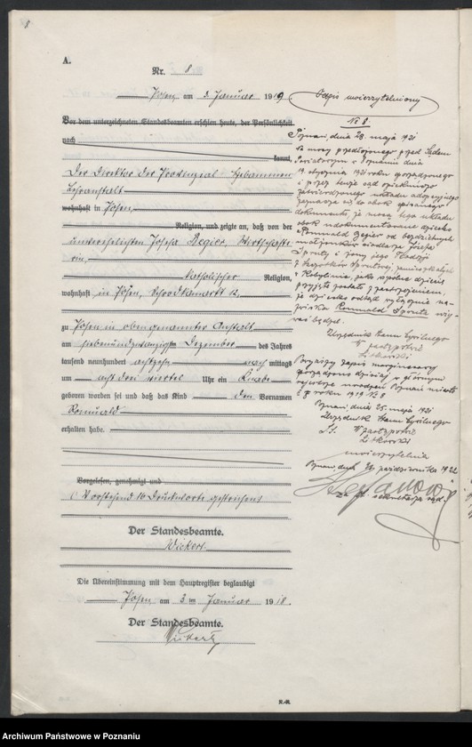 Obraz 10 z jednostki "Księga urodzeń odpis tom I [Rejestr poboczny urodzeń]"