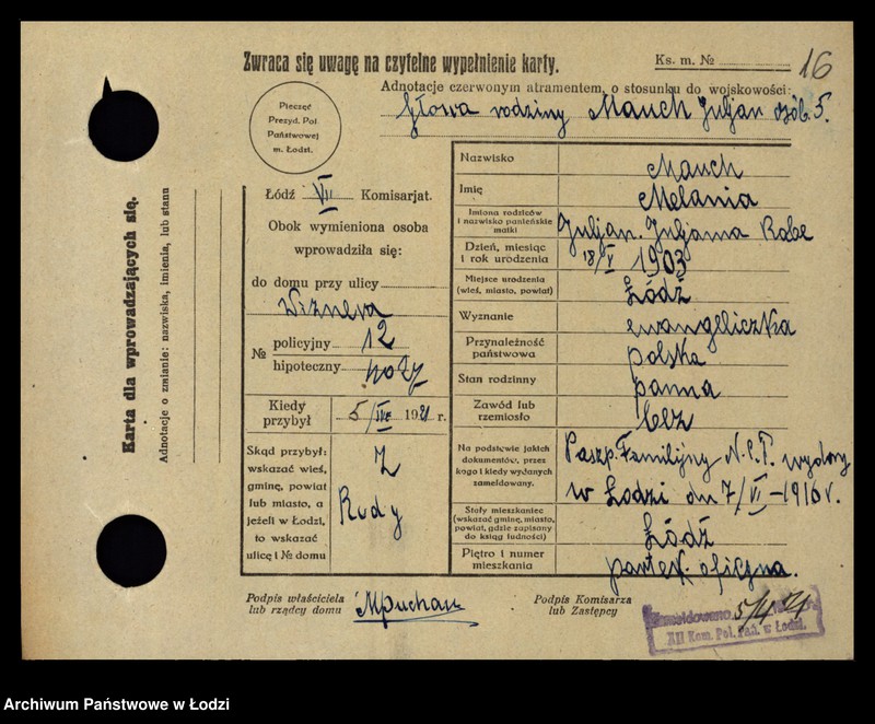 Obraz 18 z jednostki "[Spis ludności Łodzi] Matysek - Mazurenko"