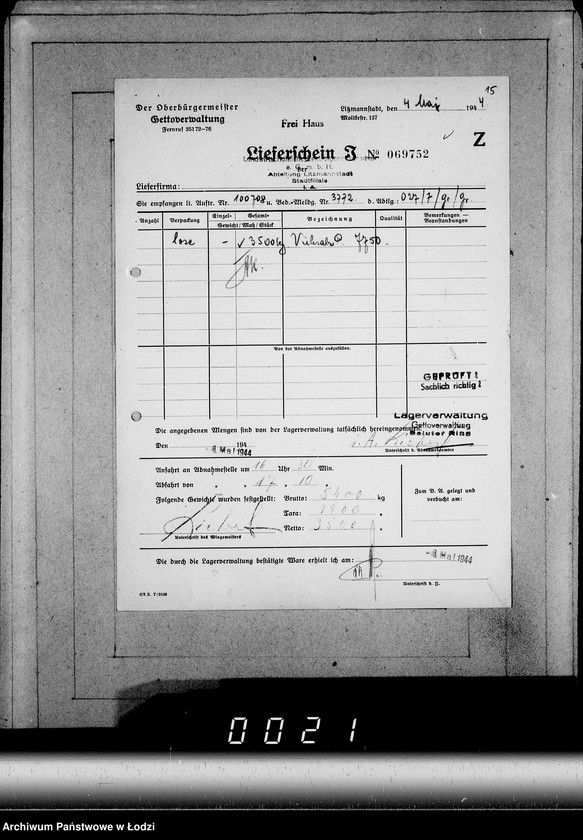 Obraz 19 z jednostki "Aufträge, Lieferscheinen und Rechnungen 100701-100791"