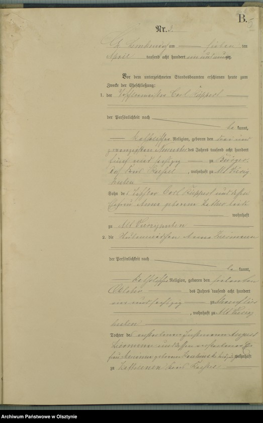 image.from.unit.number "Heiraths-Haupt-Register Nr 1 - 22 i 1 - 20"