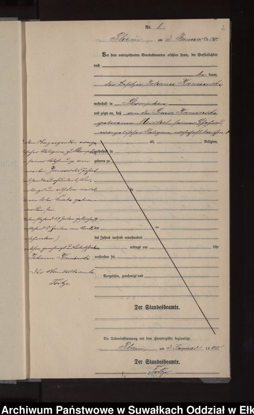 image.from.unit.number "Sterbe-Neben-Register des Königlichen Preussischen Standes-Amtes Orlen Kreis Loetzen"