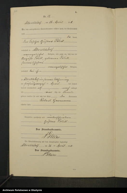 image.from.unit.number "Geburts-Neben-Register Nr 1 - 37 [ Księga urodzeń - wtóropis ]"